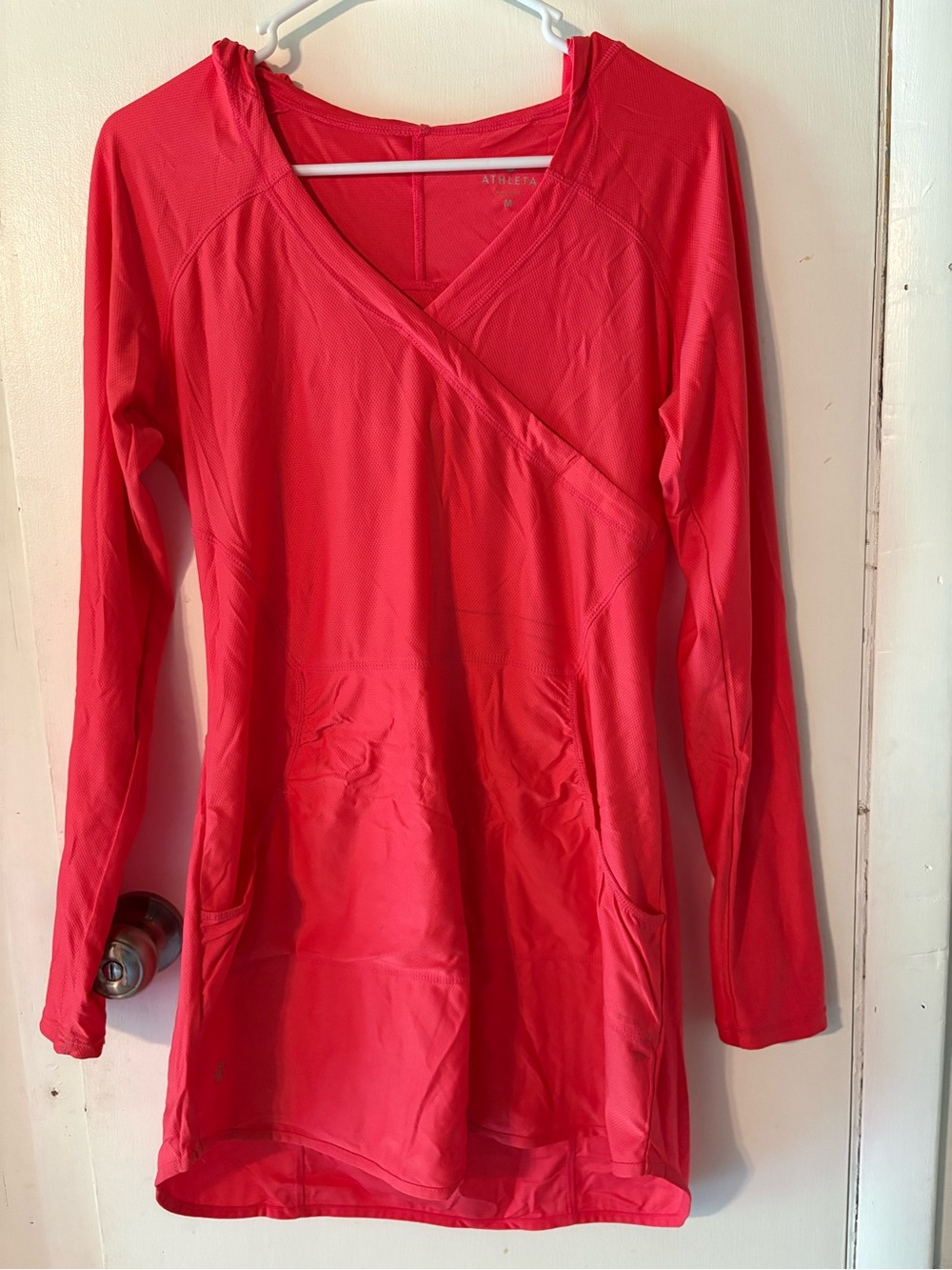Athleta Coral-Red Long Sleeve Performance Top